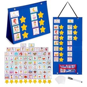 Blue Magnetic Reward Chart with Yellow Star Tokens